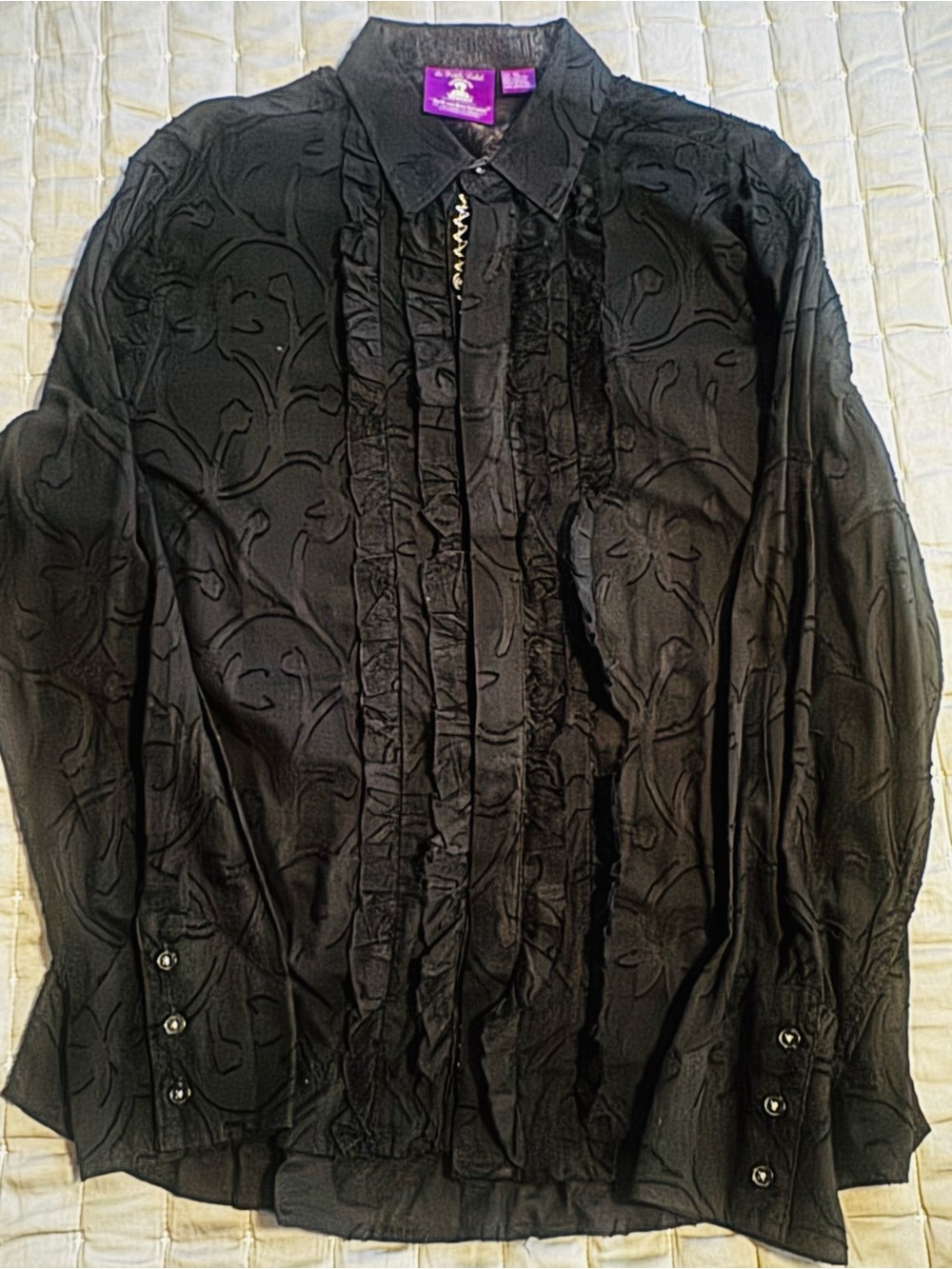 The jimi hendrix experience The Purple Label Button Up Shirt Black EmbroidereXL.